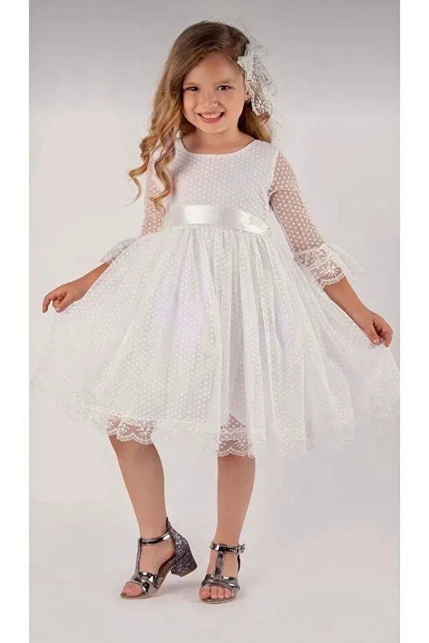 Детское кружевное платье для девочек Princess lace girls' dress Kt Pera Baby, White
