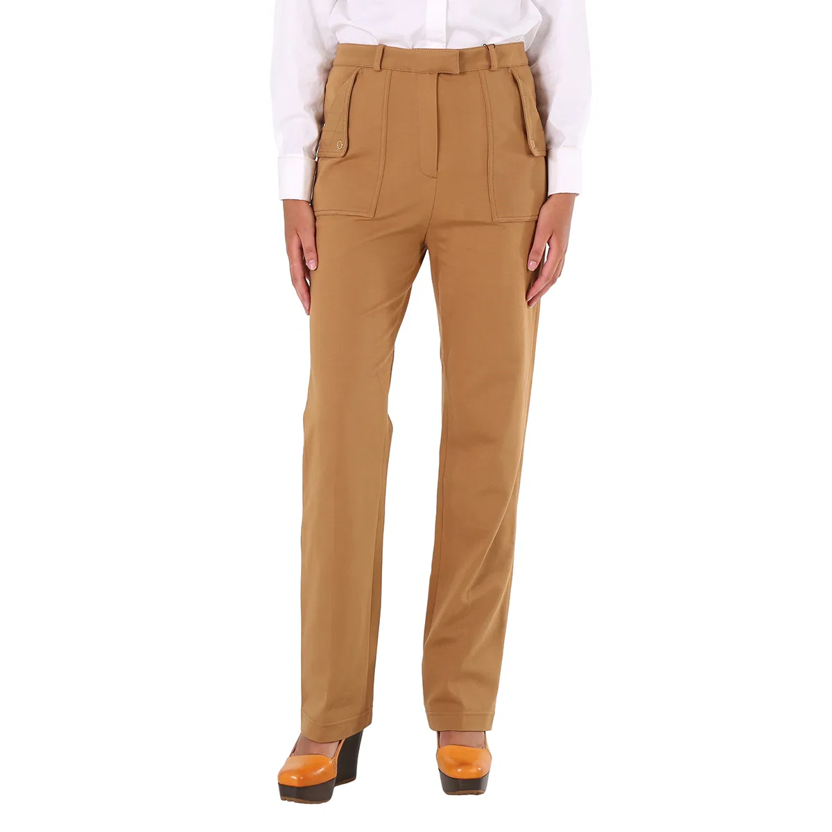 Брюки женские прямого кроя с карманами Biscuit Pocket Detail Jersey Tailored Burberry, Biscuit