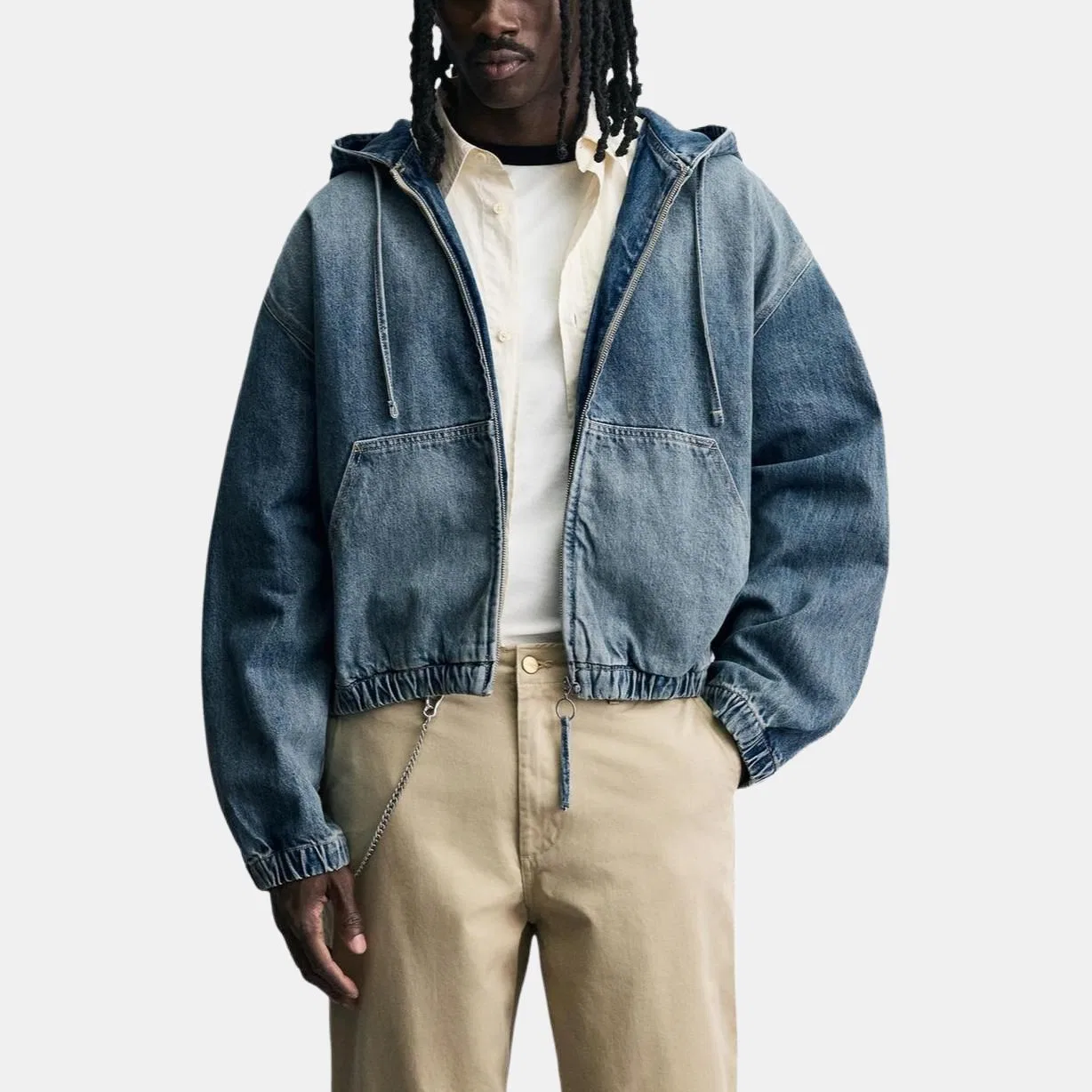 Мужская куртка с капюшоном Medium Blue ZARA, Medium Blue — фото 4