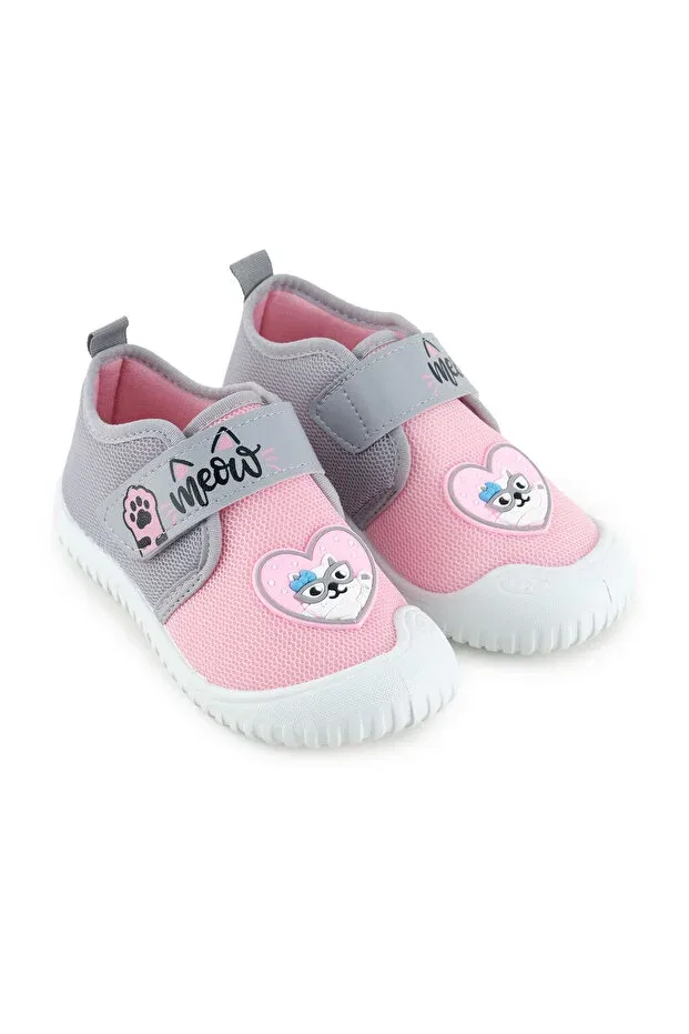 Детские повседневные туфли для девочек из льна Gezer, Pink-Grey — фото 4