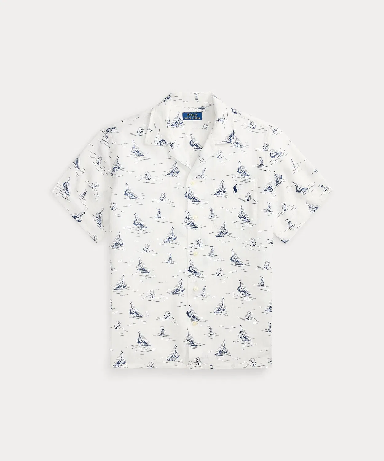 Мужская рубашка с принтом классического кроя из льна Nautical Print POLO RALPH LAUREN, Мульти — фото 2