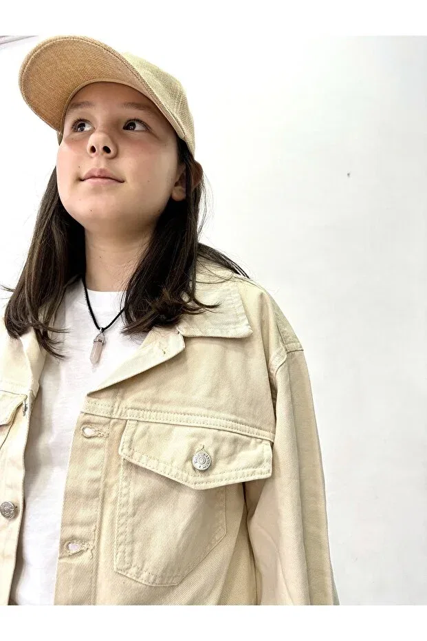 Детский джинсовый жакет для девочек Rois Kids, Beige — фото 2