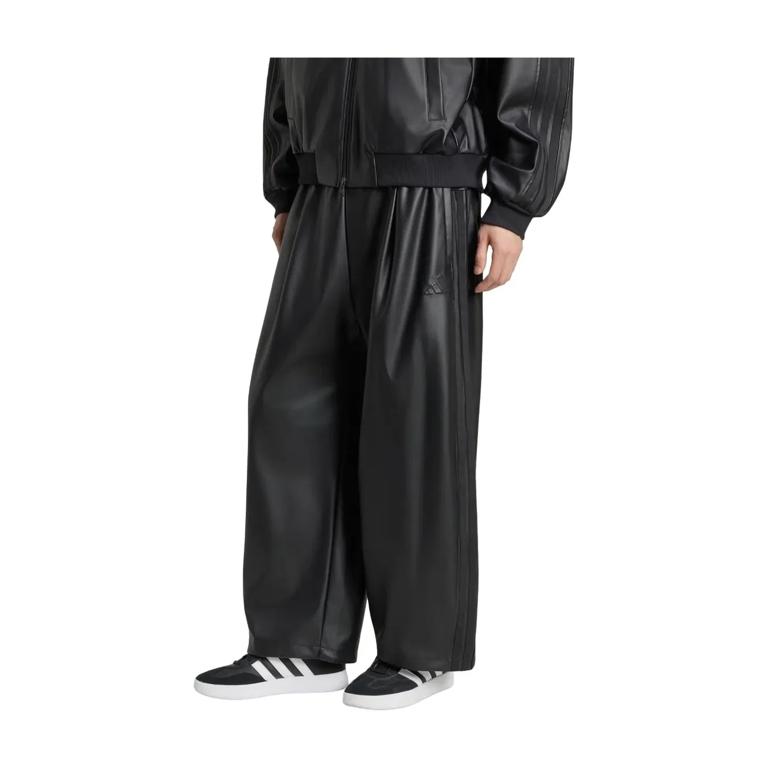 Мужские брюки Stadium Oversized Fit Fake Leather Full Length Open Hem Pants Asia Sizing 'Black' adidas, черный — фото 2