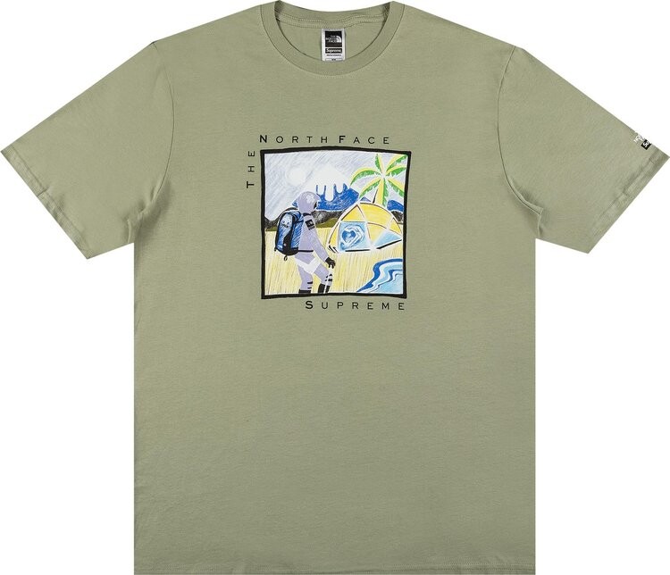 Футболка Supreme x The North Face Sketch Short-Sleeve Top 'Sage', зеленый — фото 2