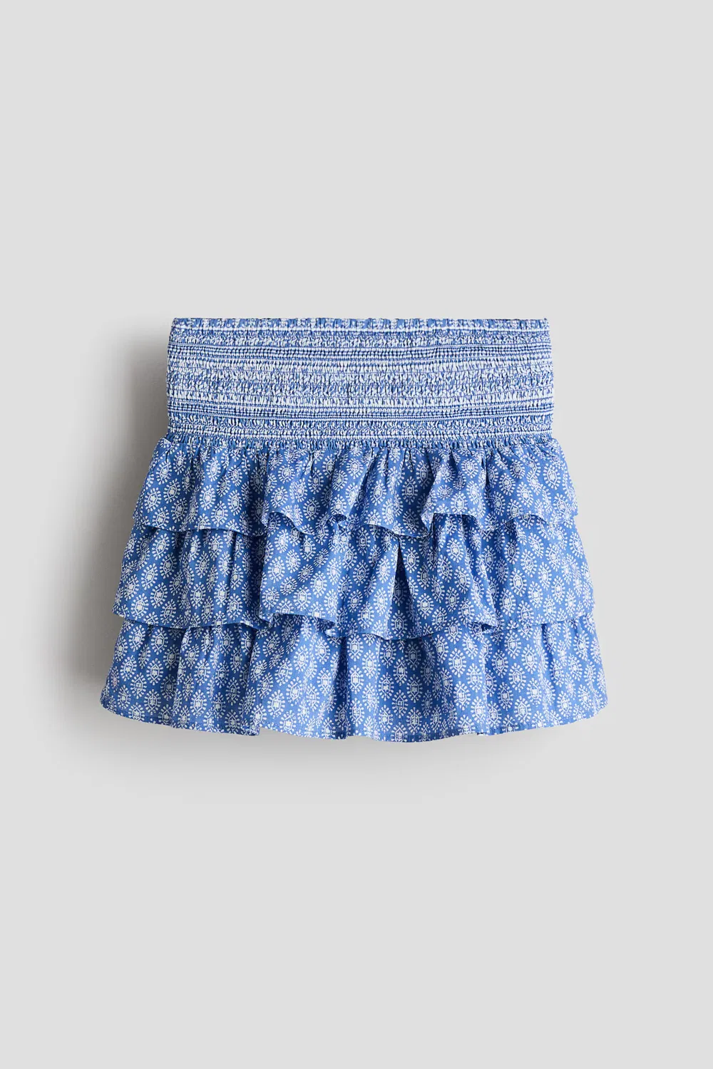 Многоярусная юбка из хлопка H&M, Blau/Gemustert