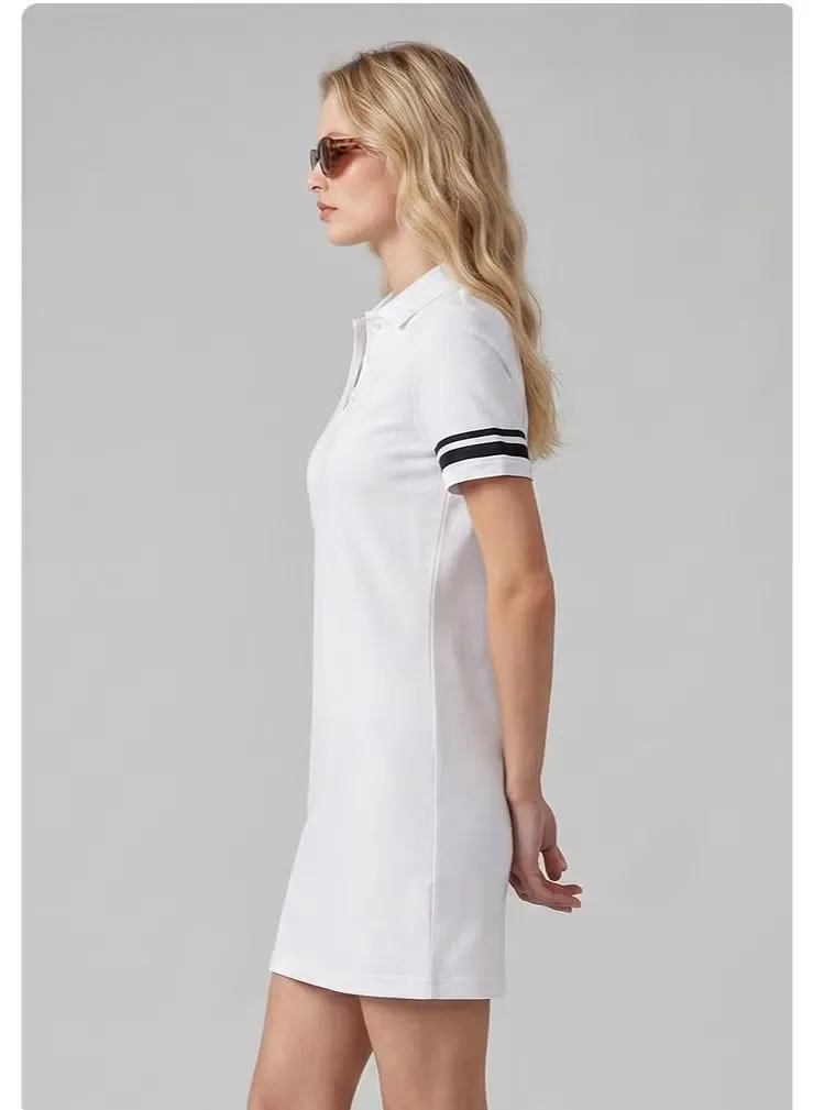 Платье-поло свободное с коротким рукавом Zara, белый — фото 3