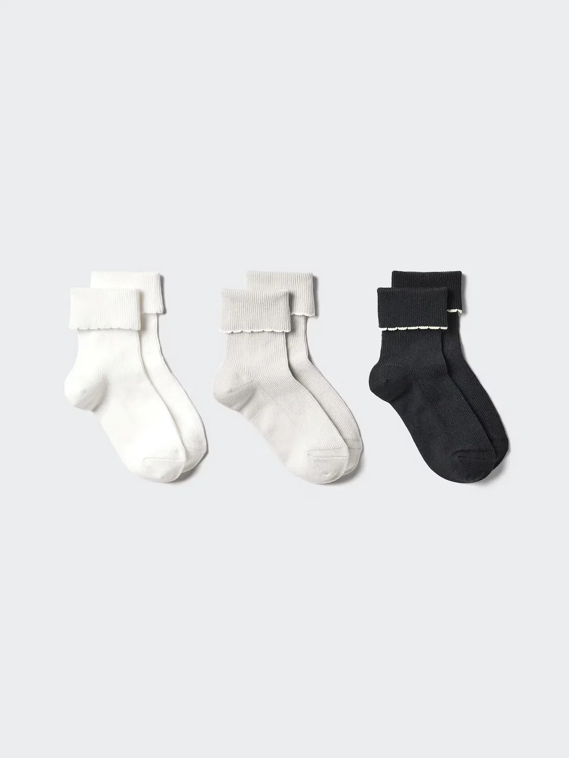Носки Uniqlo Детские носки, набор из 3 пар, двусторонние с волнистым краем, белый
