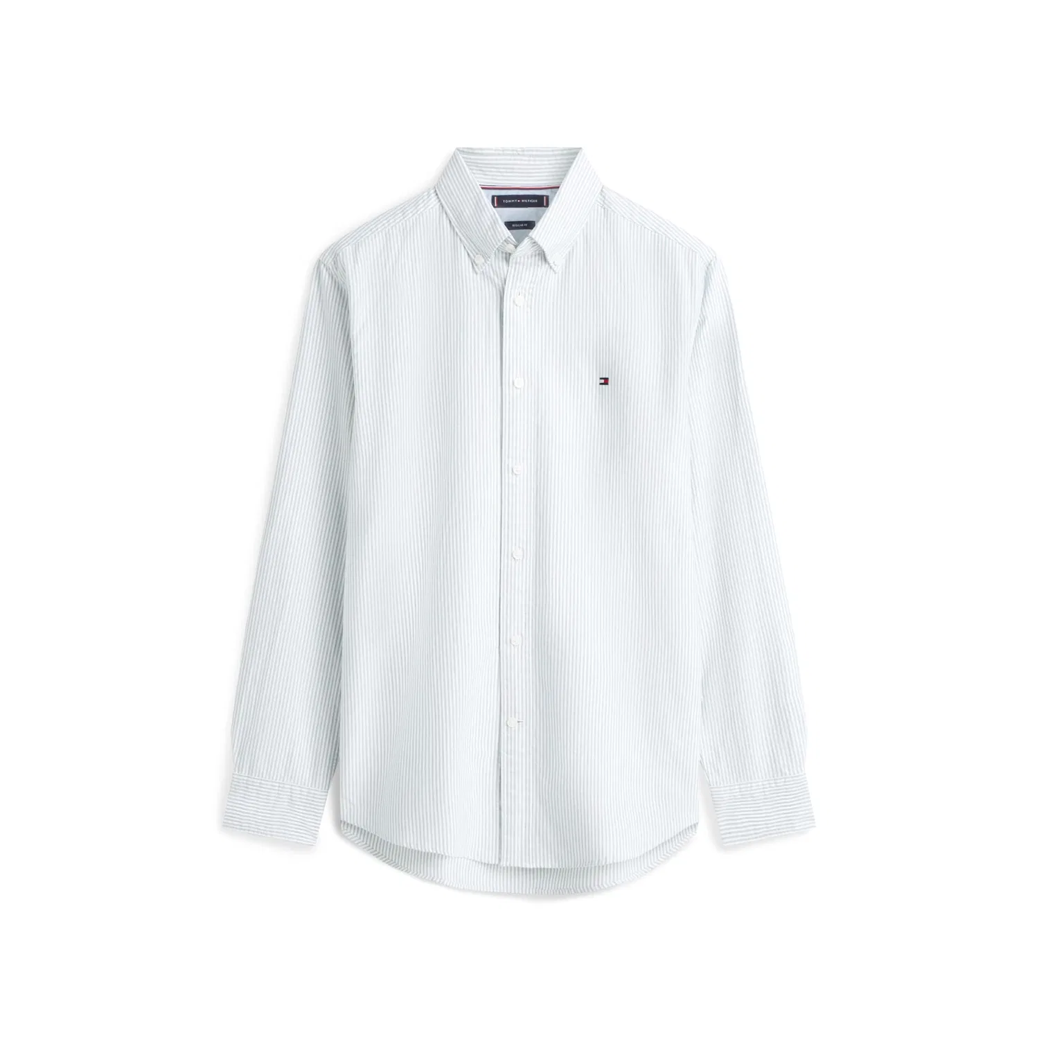 Мужская рубашка с длинным рукавом Heritage Oxford Stripe Tommy Hilfiger, Nouveau Green/White — фото 4