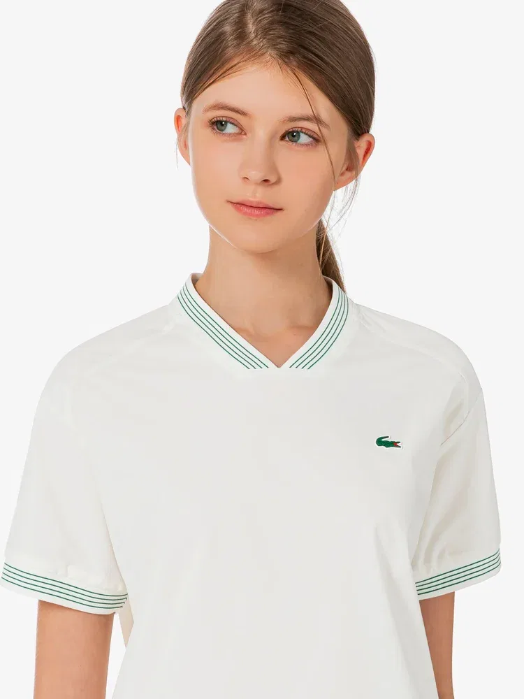 Футболка LACOSTE Woven Piste, White — фото 2