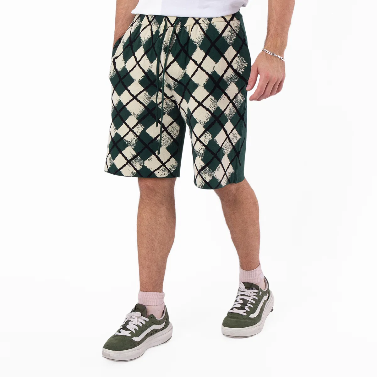 Шорты с ромбовидным узором Knitted Argyle Pattern Cotton Shorts Burberry — фото 2