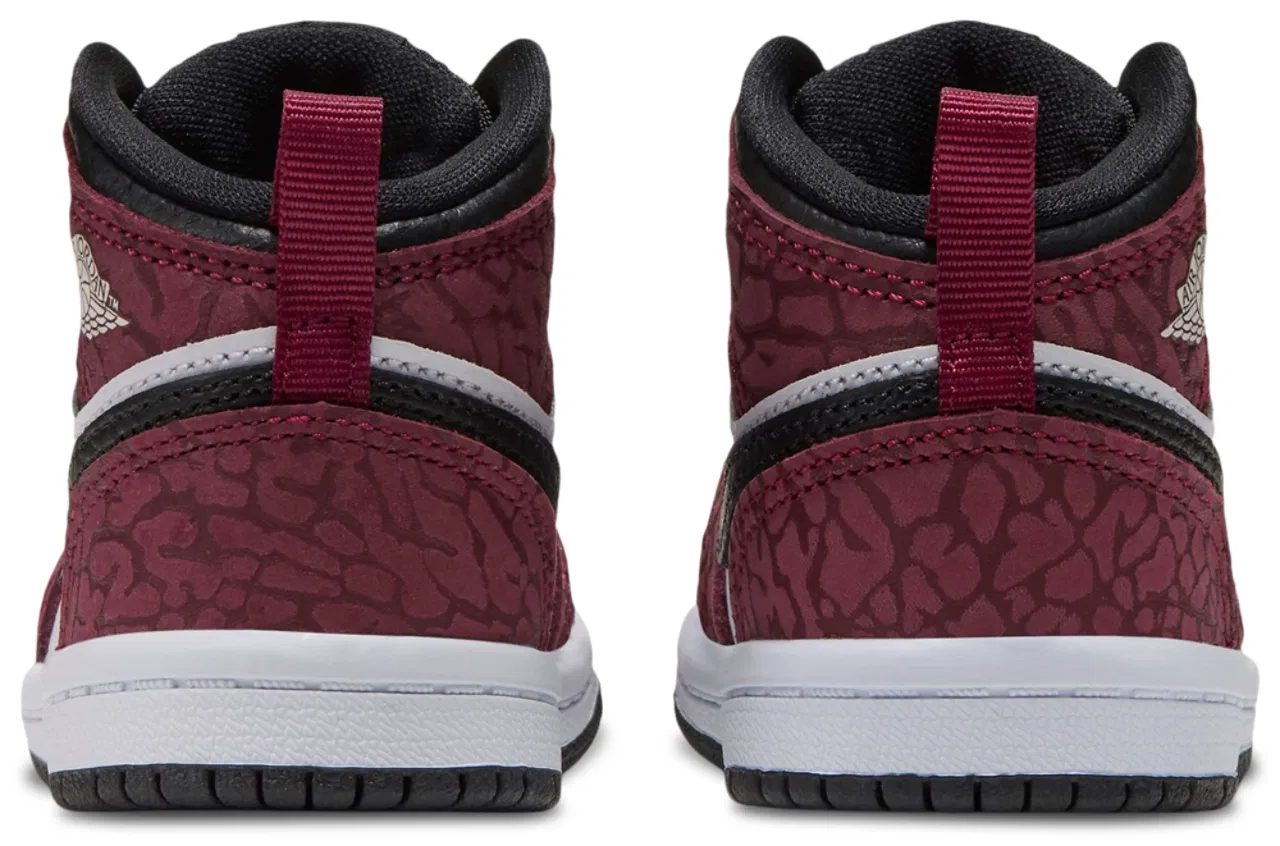 Детские баскетбольные кроссовки для мальчиков с кожаным верхом AJ 1 Mid SE Jordan, красный/белый/черный — фото 3