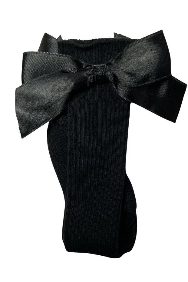 Детские носки для девочек с бантом Özge Başaran, Black With Bow