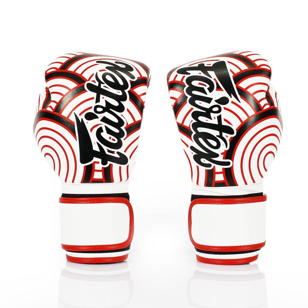 

Боксерские перчатки Fairtex Art Collections Microfiber Red Wave, 10 oz., белый