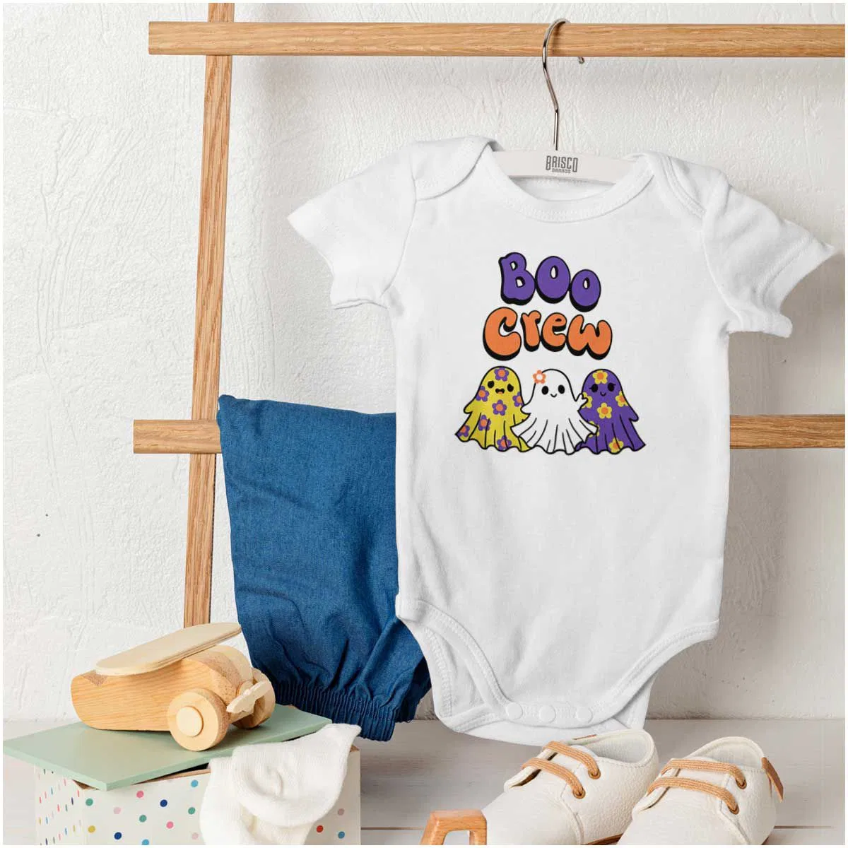 Детское боди с коротким рукавом Boo Crew Halloween Brisco Brands, White — фото 4