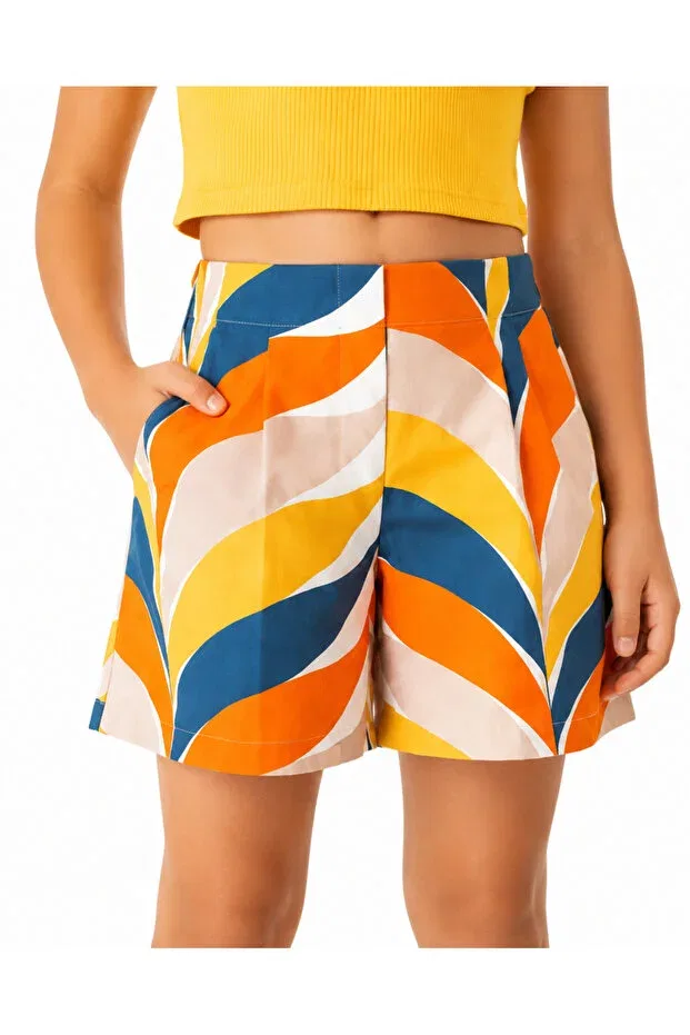 Детские шорты для девочек с принтом Basics Onymino, Orange - Patterned