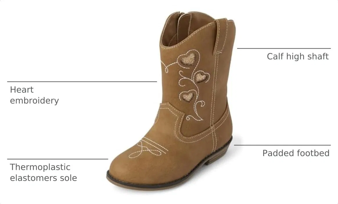 Детские сапоги для девочек с принтом Cowgirl Boots Western Gymboree, Tan Hearts — фото 3