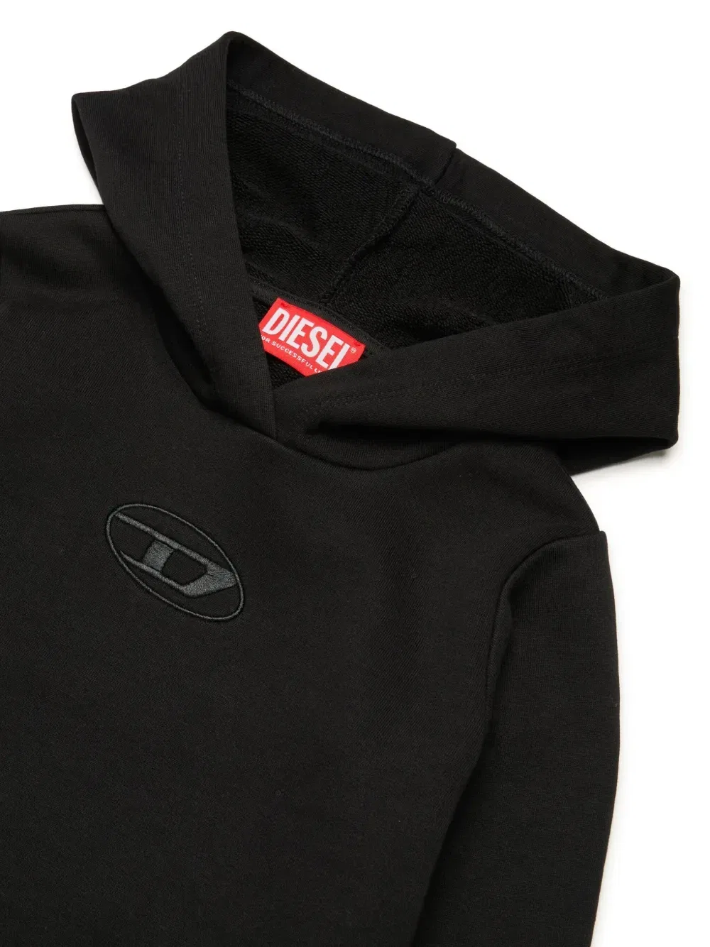 Платье с капюшоном и вышивкой Oval D Diesel Kids, черный — фото 3