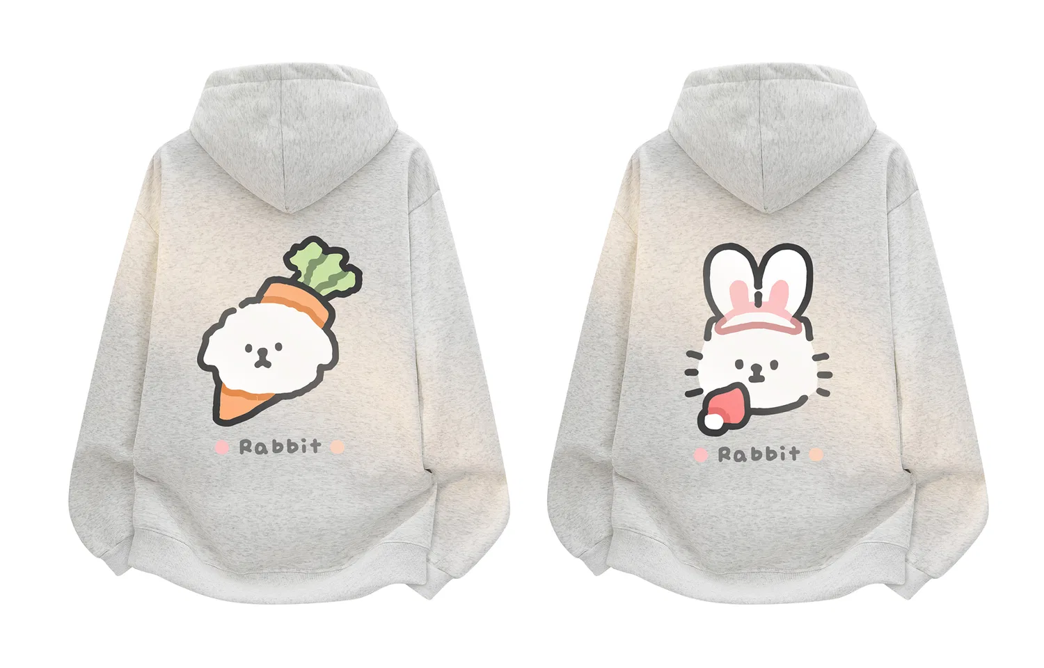 Детский свитшот унисекс с принтом Морковный Кролик и Клубничный Кролик Heather Gray Carrot Puppy+Heather Gray Strawberry Bunny Paul Costelloe