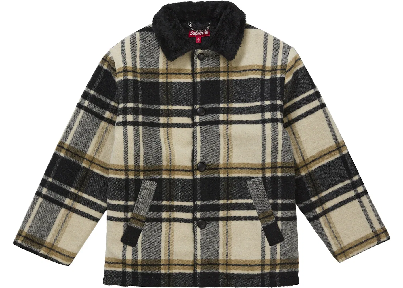 Мужское пальто-авто с принтом Supreme Coat, Кремовый