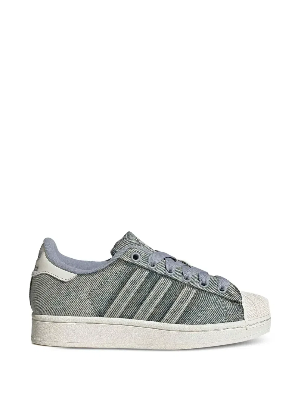 Кеды-суперстары из денима Adidas Kids, серый — фото 2