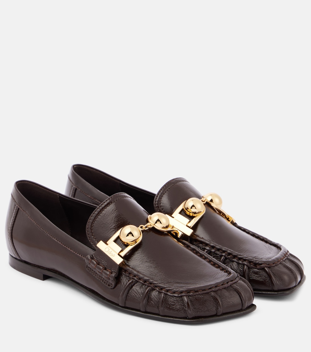 Кожаные мокасины с декором Miles Chloé, коричневый