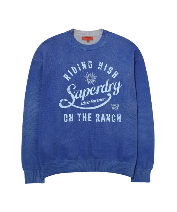 Свитер хлопковый стираемый, Superdry, темно-синий — фото 2