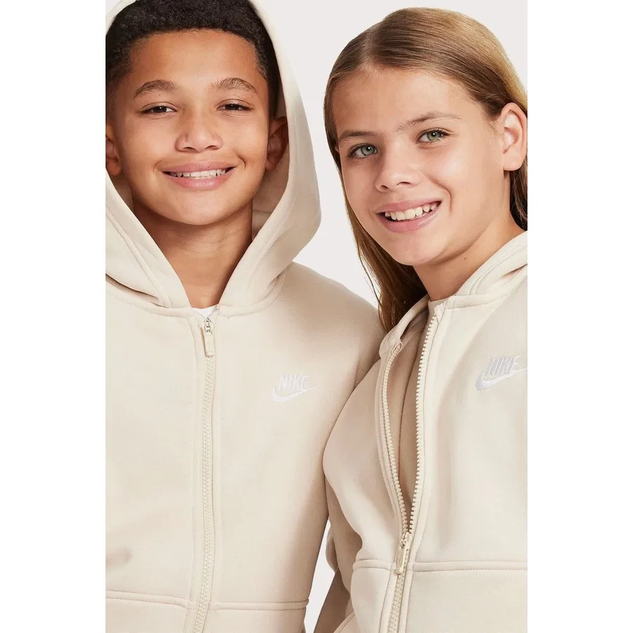 Детский свитшот с капюшоном и молнией Sportswear Full-Zip Nike, Кремовый — фото 3