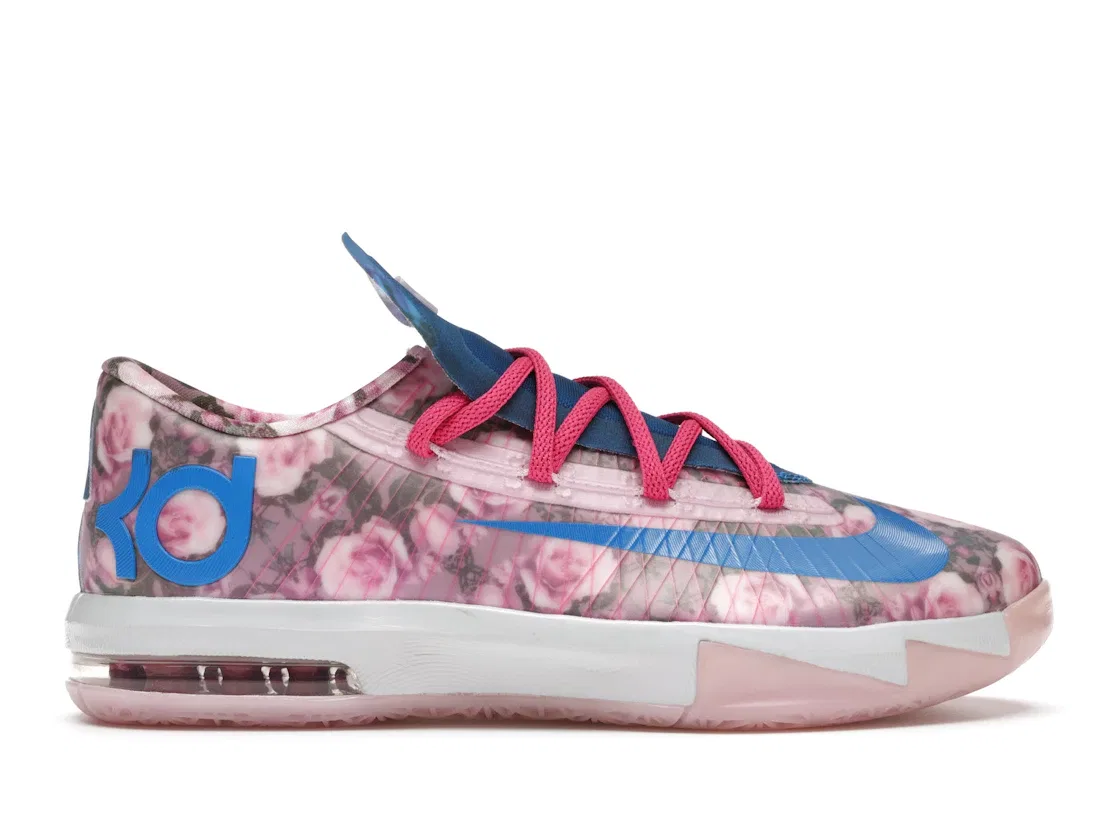 Детские кроссовки для мальчиков с принтом Nike KD VI 6, Light Arctic Pink/Photo Blue-Vivid Pink