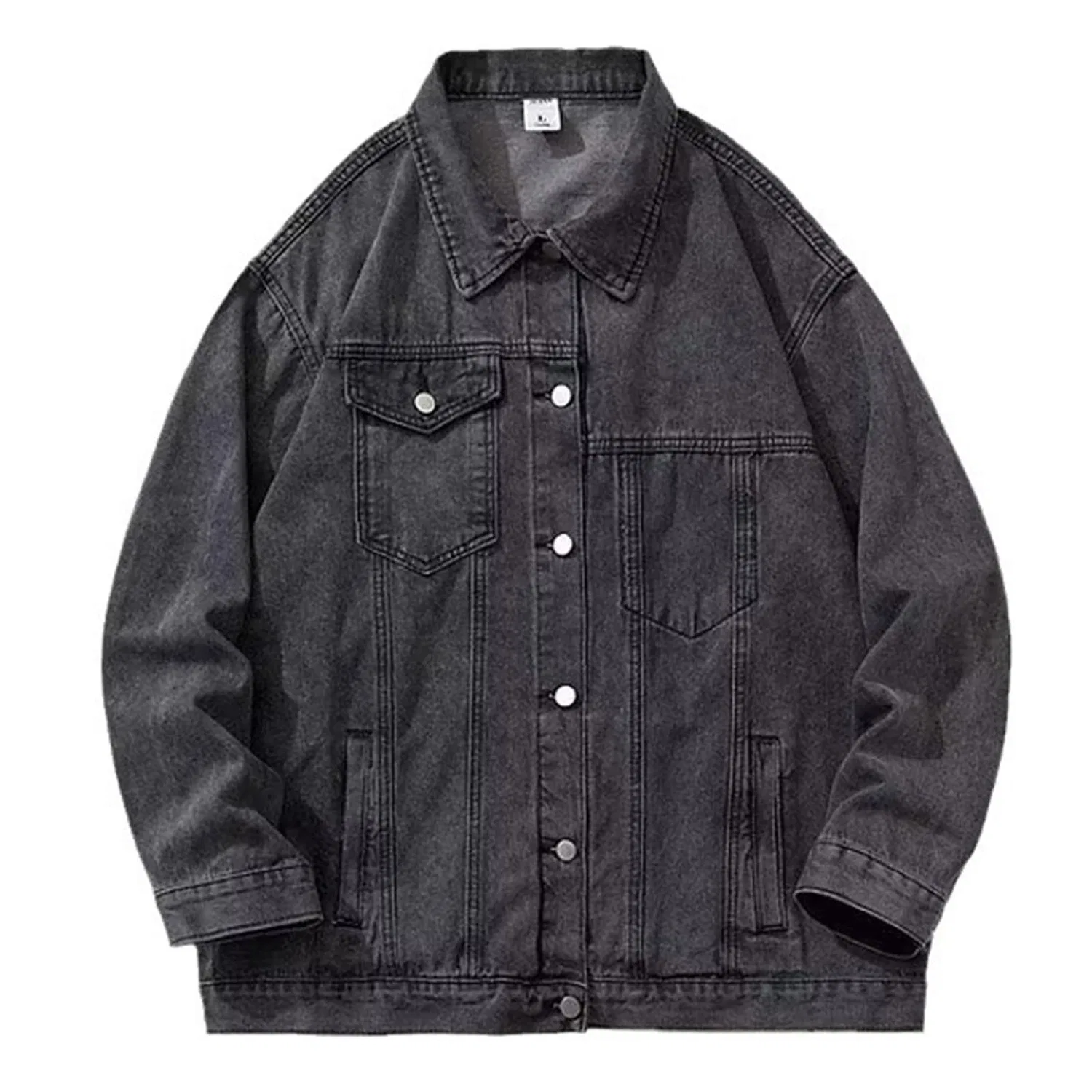 Мужская джинсовая куртка с потертостями и длинным рукавом, Z11-grey Denim Giacca Uomo — фото 4