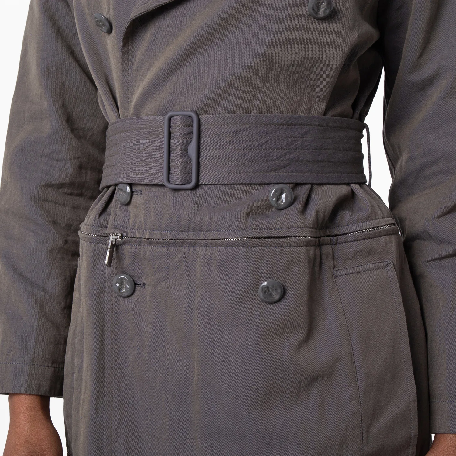 Платье-тренч из хлопка и льна Cotton-Linen Blend Trench Dress Burberry, Iron — фото 3