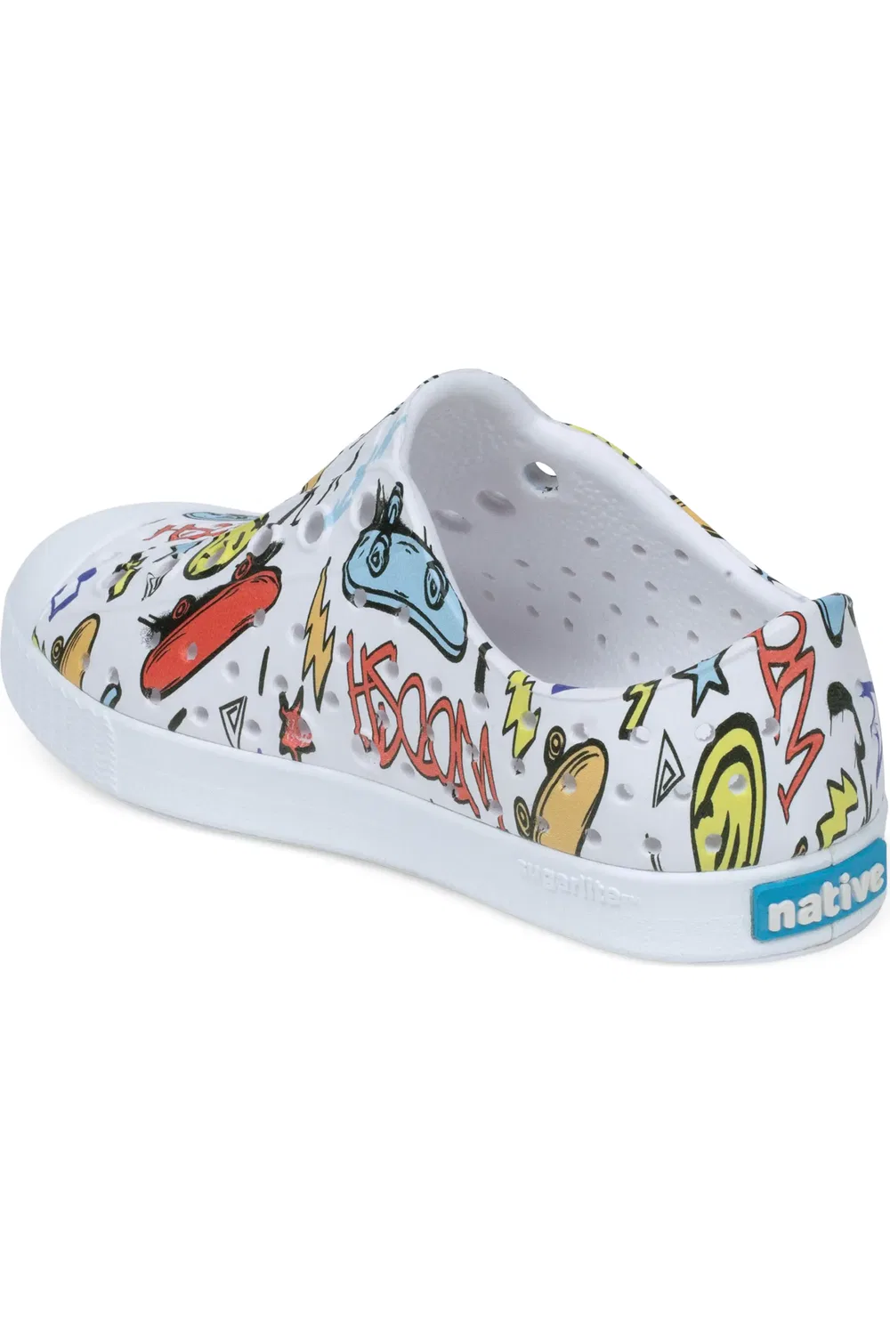 Детские кеды водонепроницаемые на плоской подошве Jefferson Native Shoes, White/Skate Graffiti — фото 2