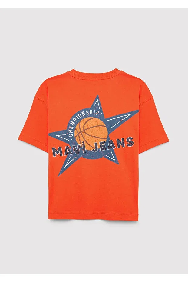 Детская футболка с принтом Basketball Printed Orange Oversize Mavi, Red — фото 4