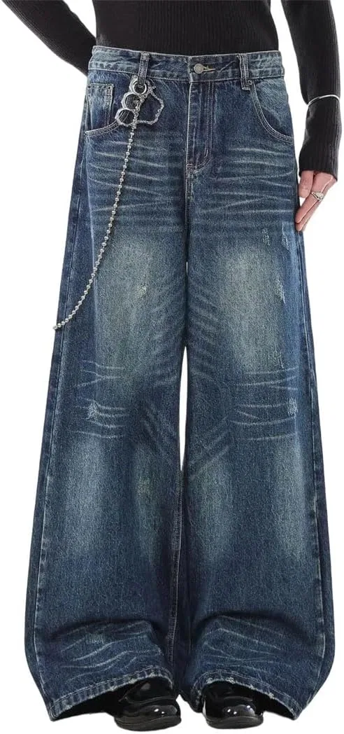Джинсы прямые широкие Men's Ripped, Deep Blue