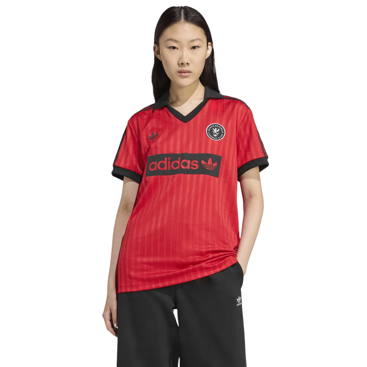 Женское поло футбольное Adidas, цвет Black/Better Scarlet