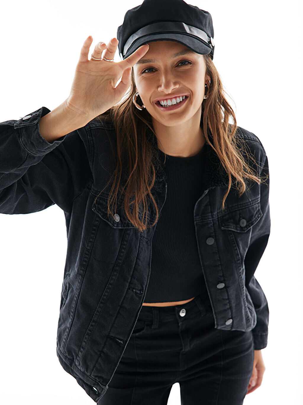 

Женская джинсовая куртка с прямым воротником и длинными рукавами LCW Jeans, Черный, Женская джинсовая куртка с прямым воротником и длинными рукавами LCW Jeans