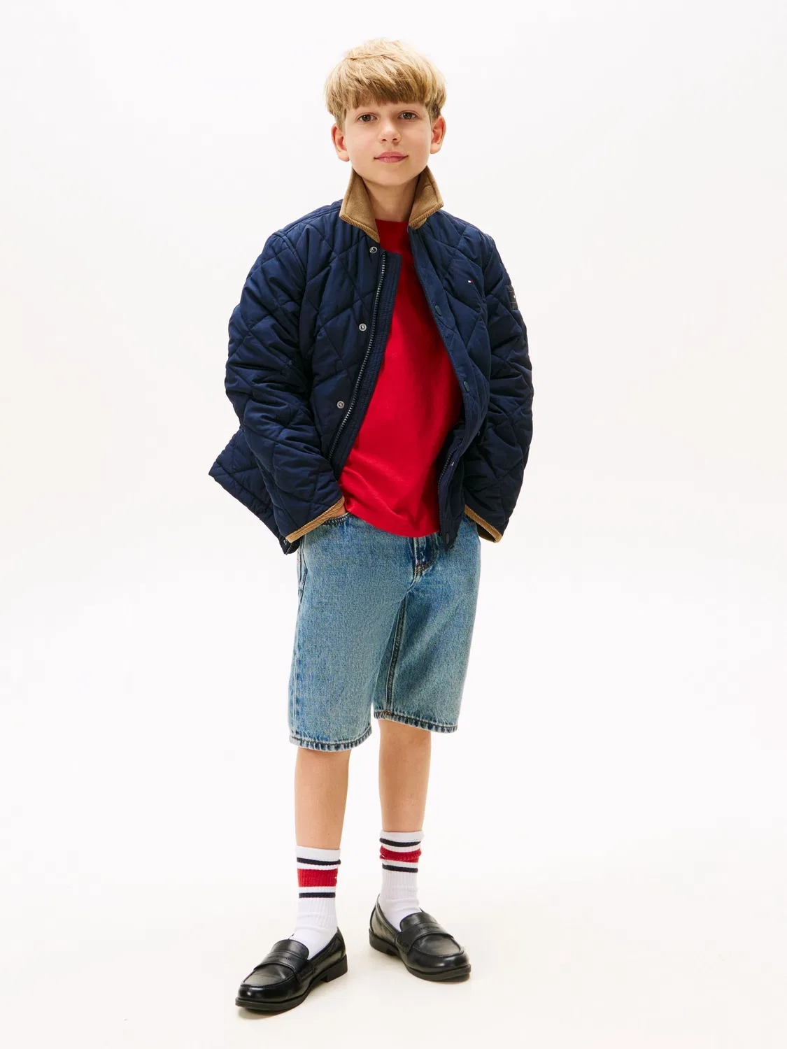 Куртка стеганая с контрастным воротником Tommy Hilfiger, синяя — фото 3