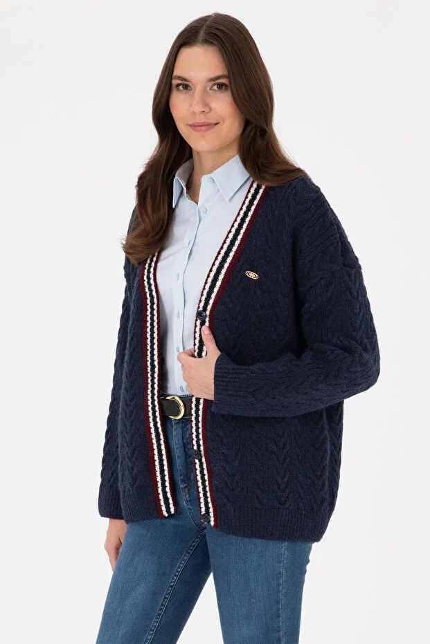 Женский кардиган с V-образным вырезом U.S. Polo Assn., Navy Blue — фото 3