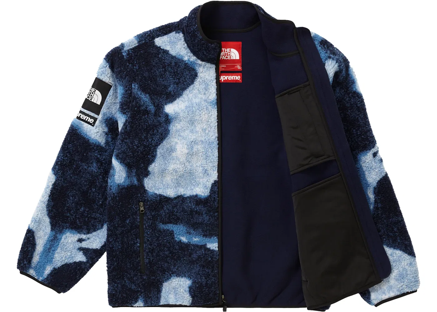 Мужская куртка из флиса с принтом Bleached Denim Print Supreme The North Face, Indigo — фото 3