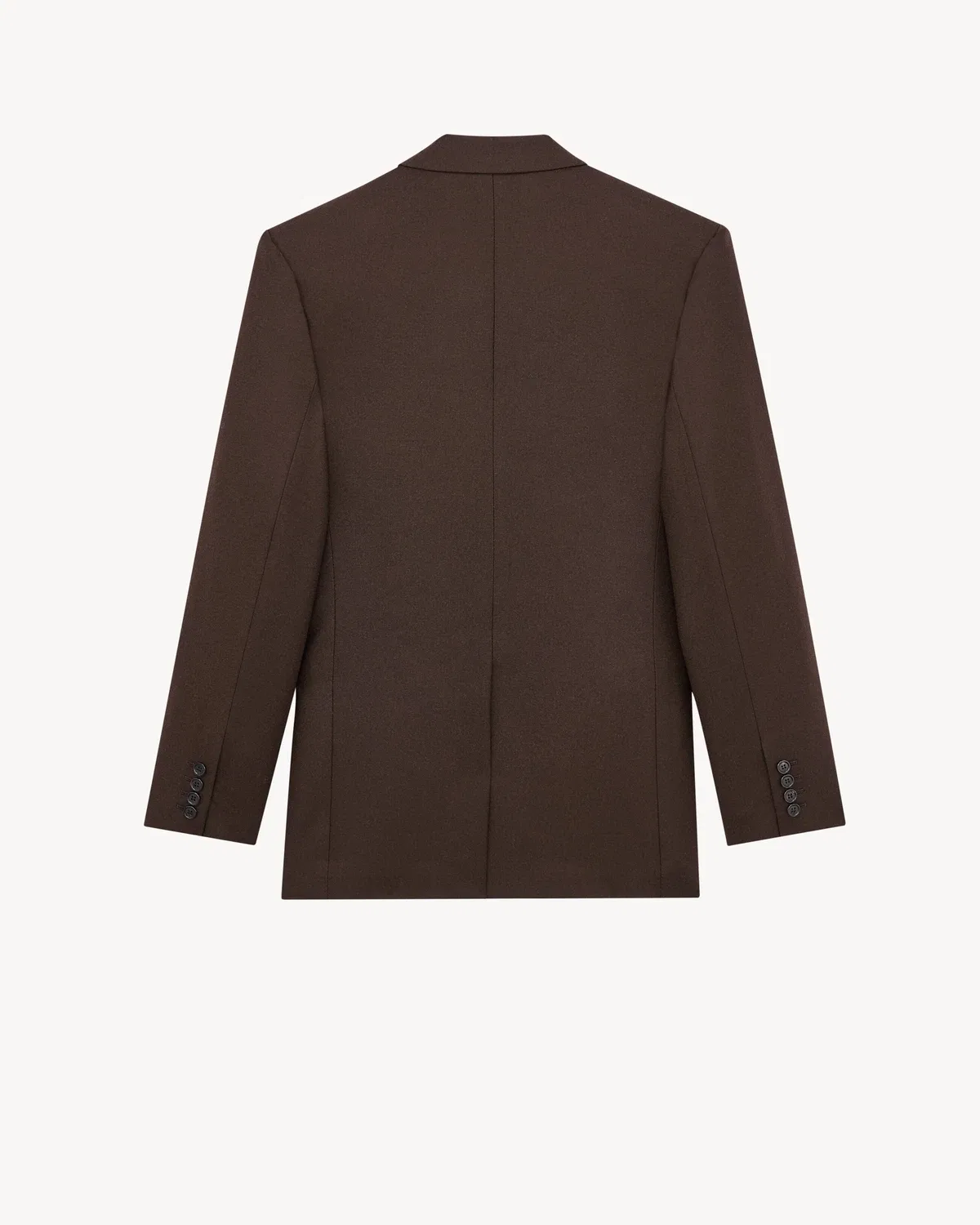 Однобортный пиджак из начесной шерстяной фланели SAINT LAURENT, коричневый — фото 3