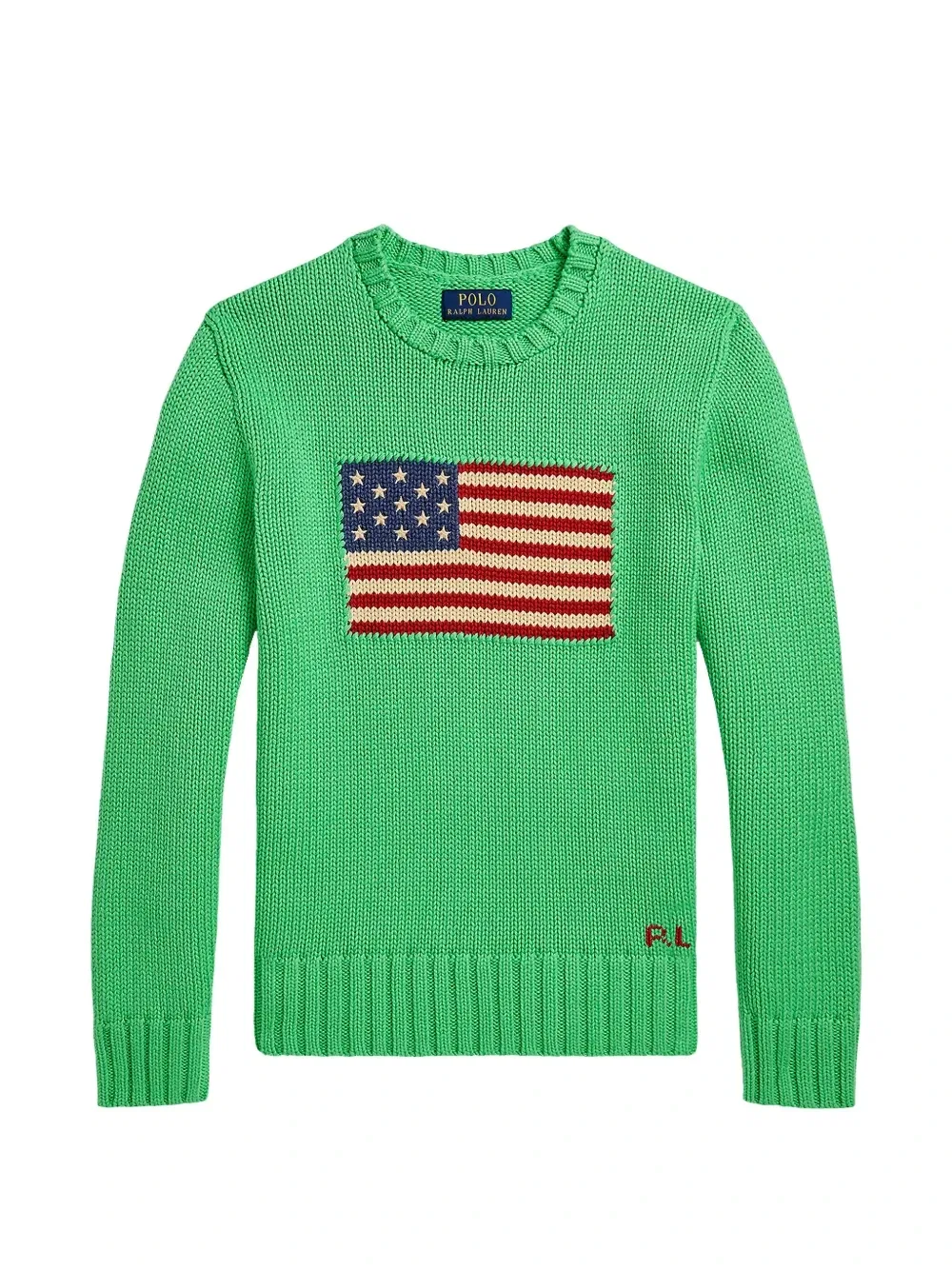 Свитер связанный интарсией с флагом POLO RALPH LAUREN KIDS, зеленый