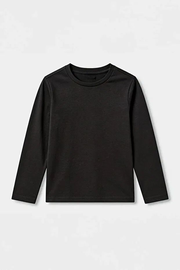 Детская футболка с длинным рукавом хлопковая Perendi, Black