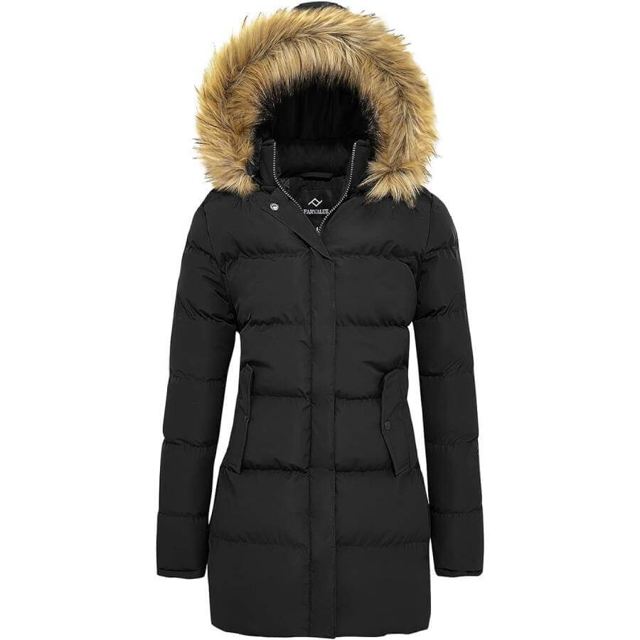 

Куртка Farvalue Women's Winter Coat Thicken Puffer, черный