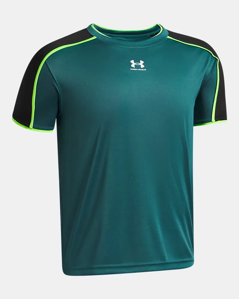 Футболка для мальчиков с коротким рукавом быстросохнущая UA Challenger Train UnderArmour, Rack Green/White — фото 3