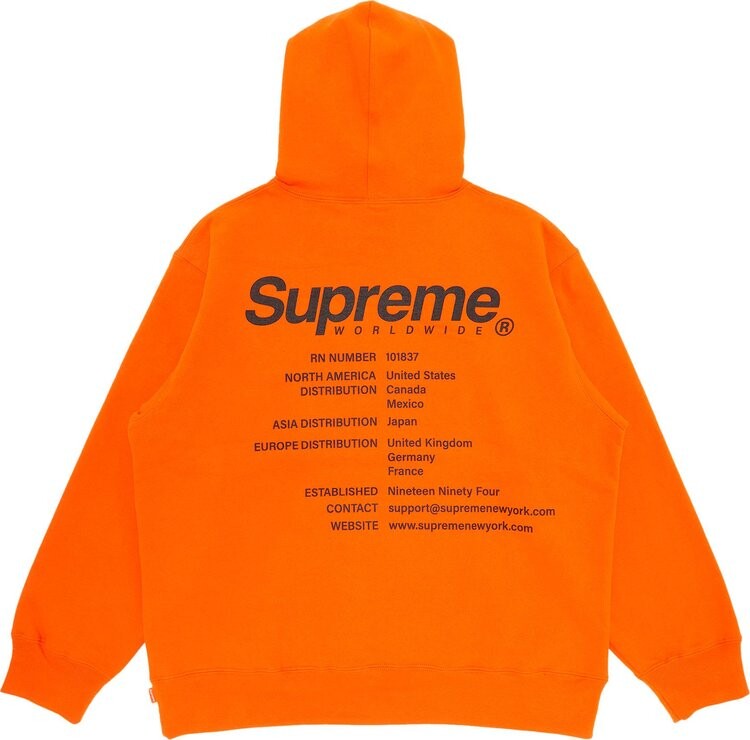 Толстовка Supreme Worldwide Hooded Sweatshirt 'Dark Orange', оранжевый — фото 3