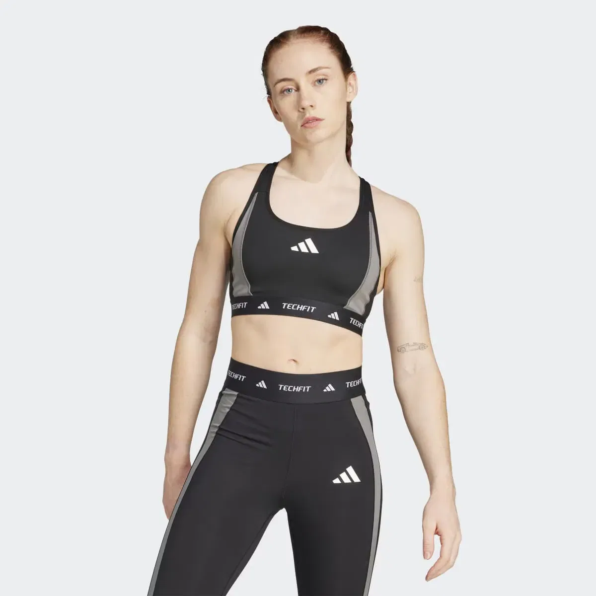 Женский топ Techfit Medium Support Colorblock adidas, Negro