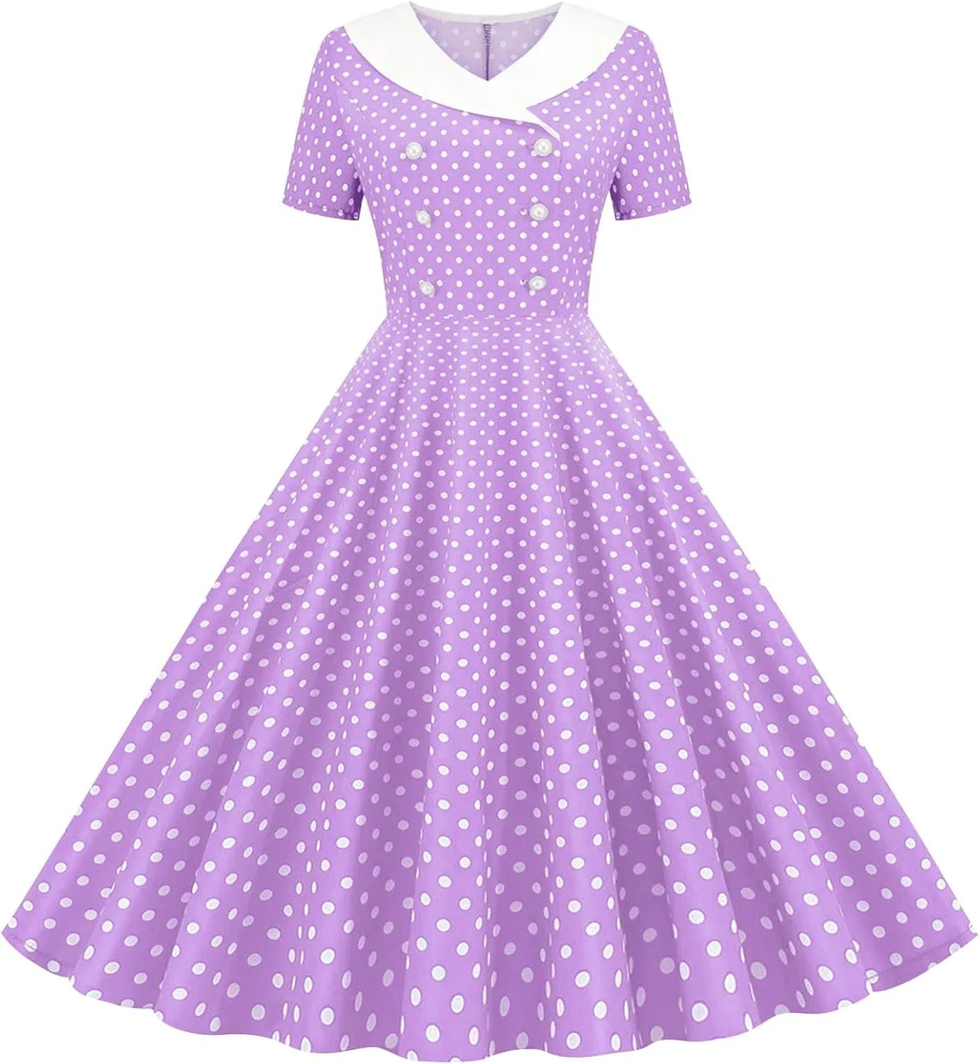 Женское платье A-силуэта с воротником Peter Pan Retro, Purple