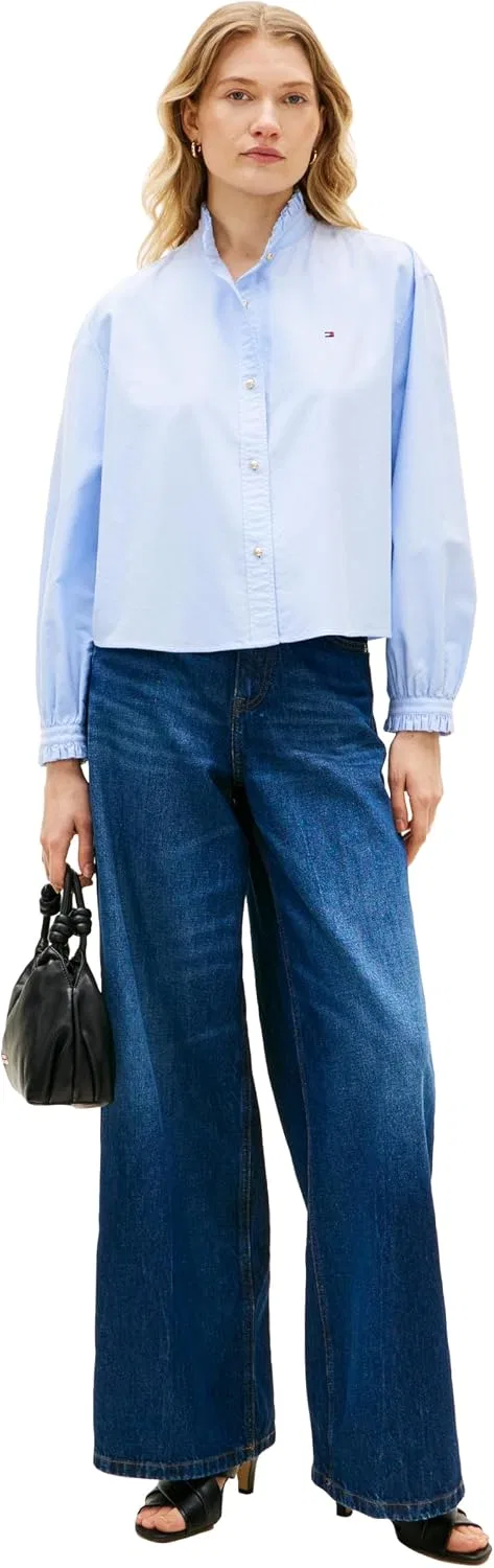 Женская рубашка с длинным рукавом Oxford Tommy Hilfiger, Mid Blue — фото 3