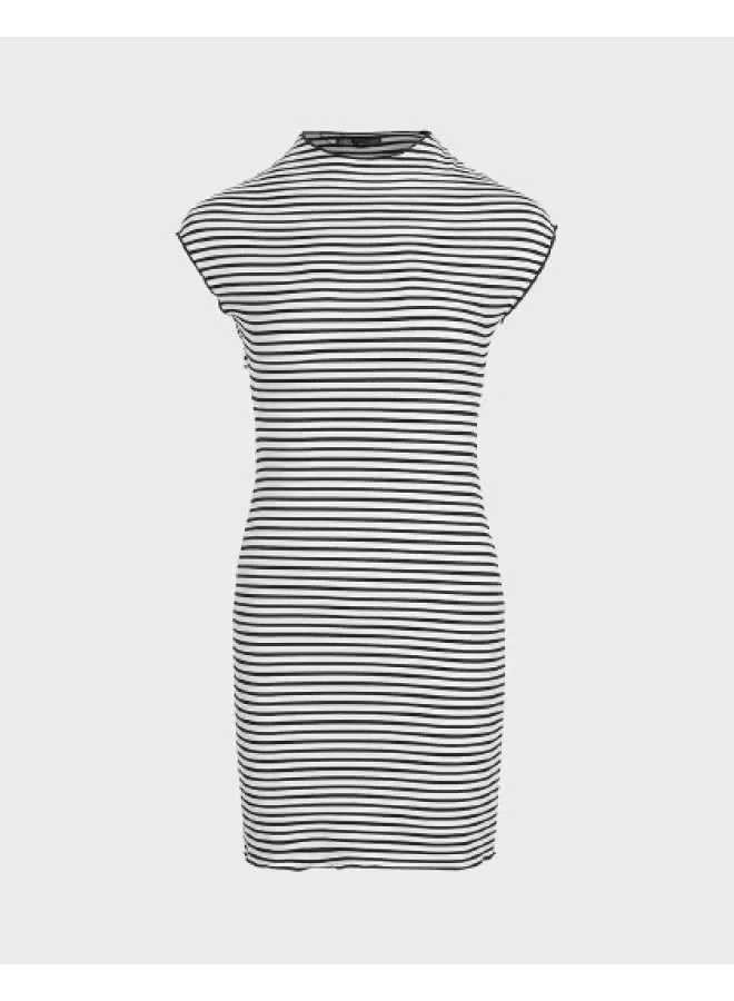 Платье-обертка с принтом в полоску Zara, черно-белый