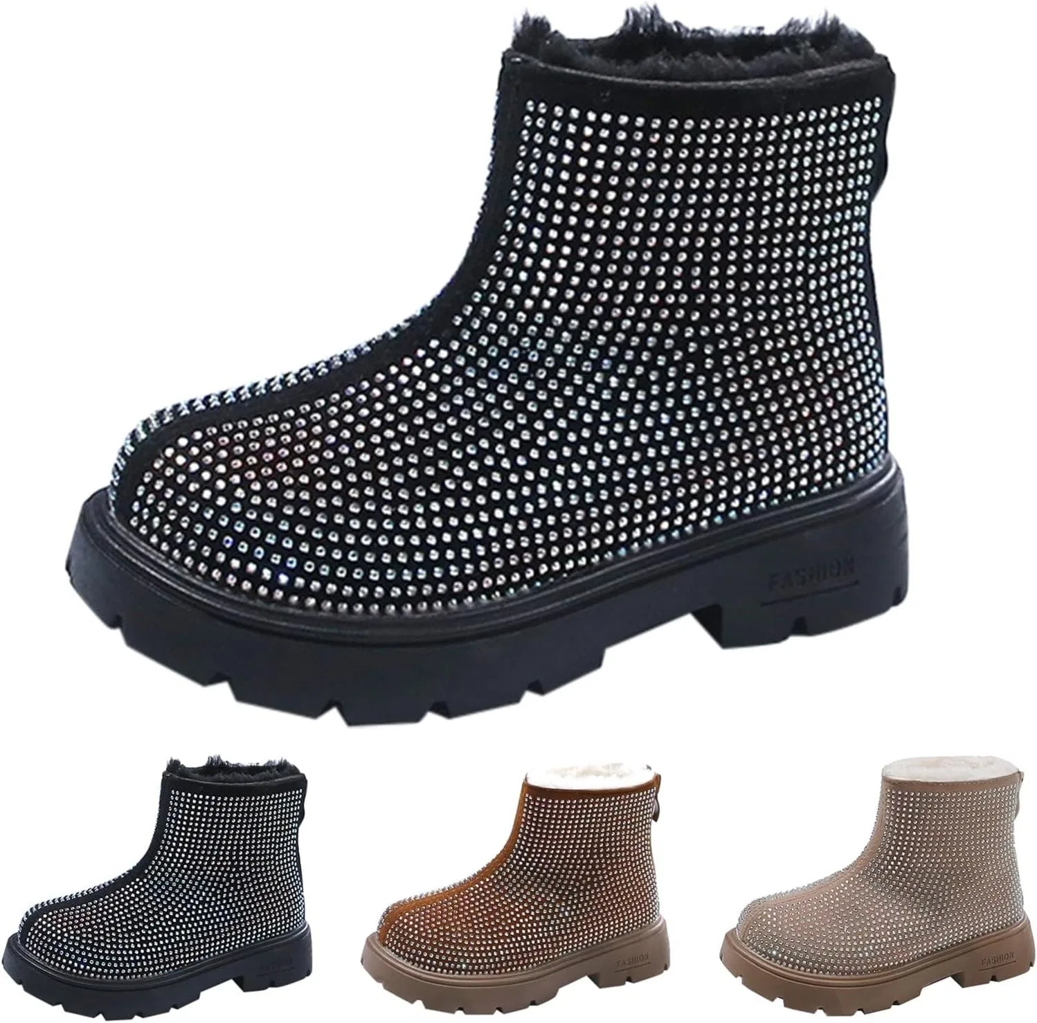 Детские ботинки для девочек с блестками, модель Chunky Sequin Ankle Boots, Black — фото 4