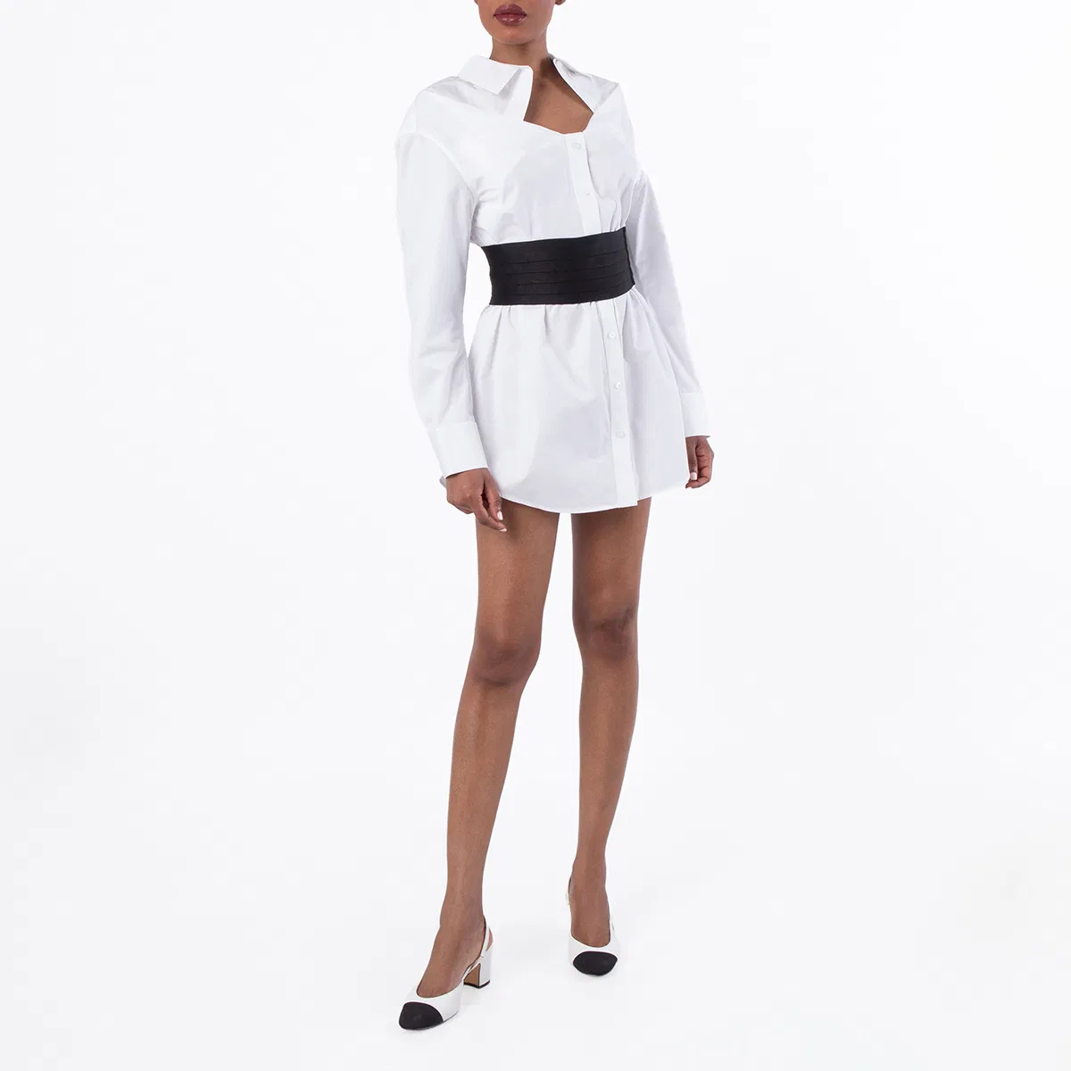 Платье-рубашка мини хлопковое Mini Cotton Shirt Dress Alexander Wang, White